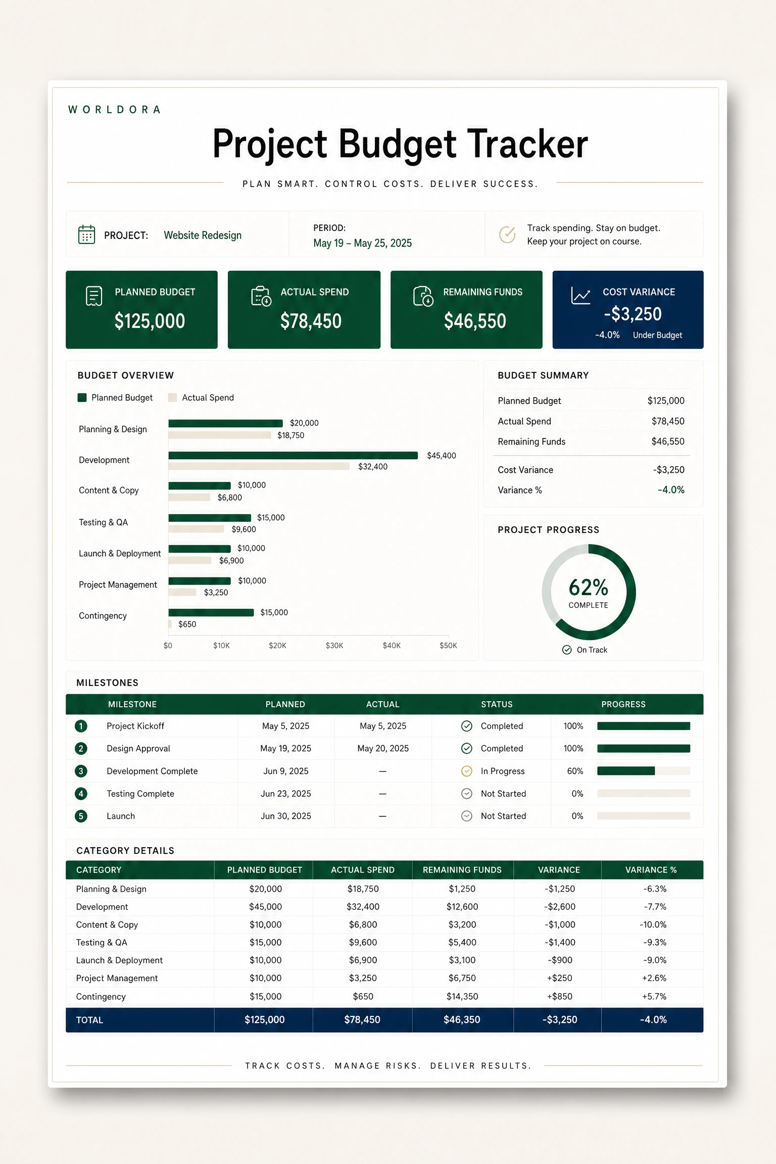 Project Budget Tracker digital product cover